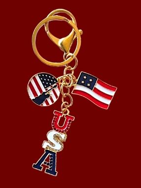 Patriotic USA Bag Charm / Keychain with Flag Charms
